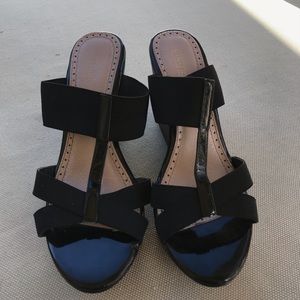 Black wedge sandals